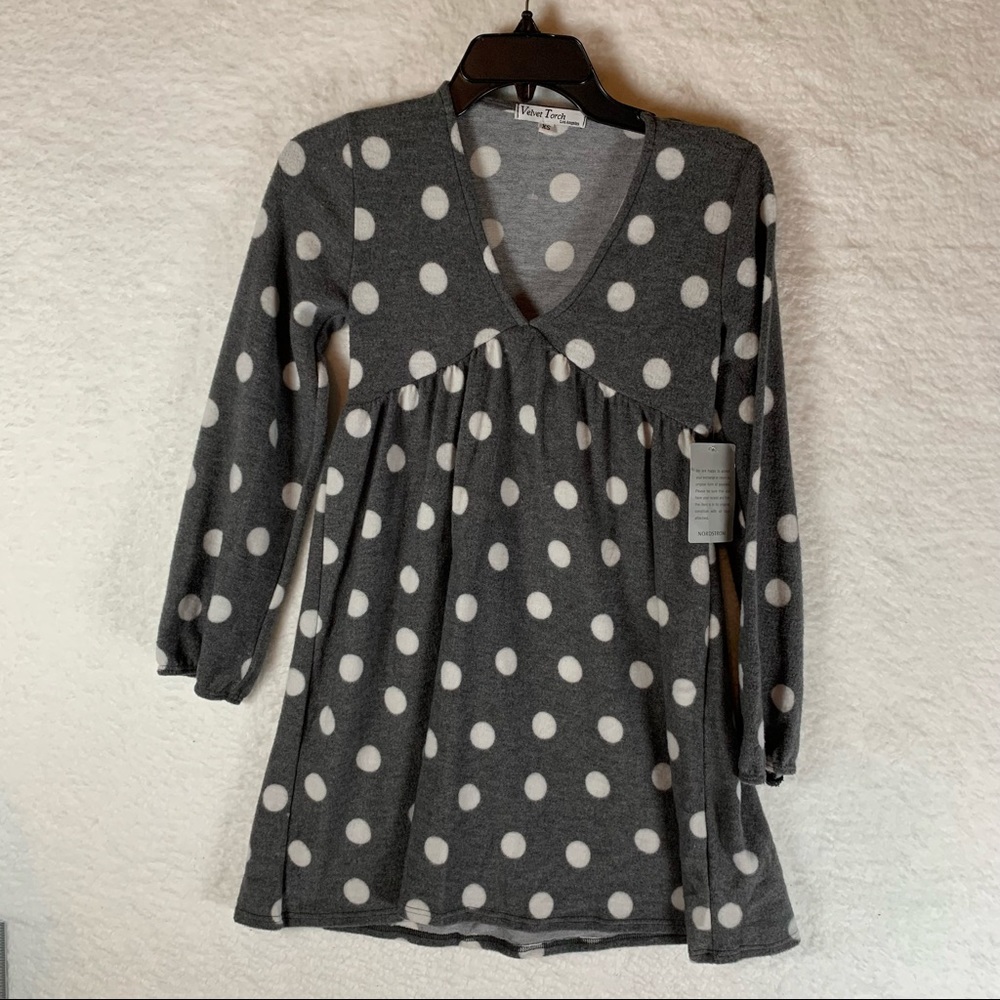 Velvet Torch Dress Tunic Womens Size‎ XS Gray Long Sleeve Nordstrom NEW 4730